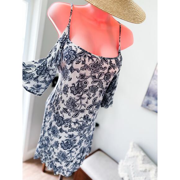 Whispered Petals Cold Shoulder Meadowcore boho wanderlust mini Dress - Picture 4 of 4